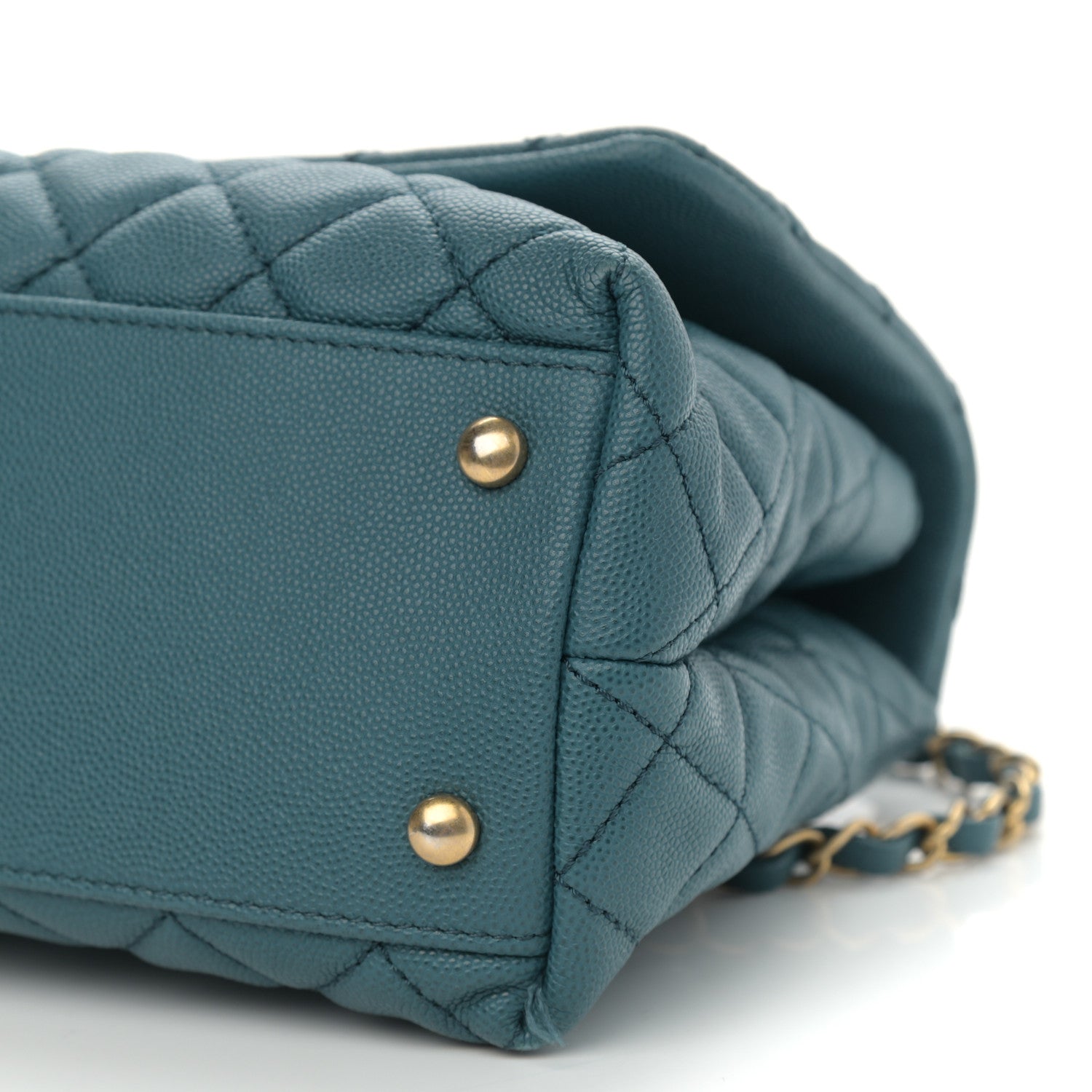 Chanel Caviar Quilted Small Coco Handle Flap Dark Turqouise 10 of 11