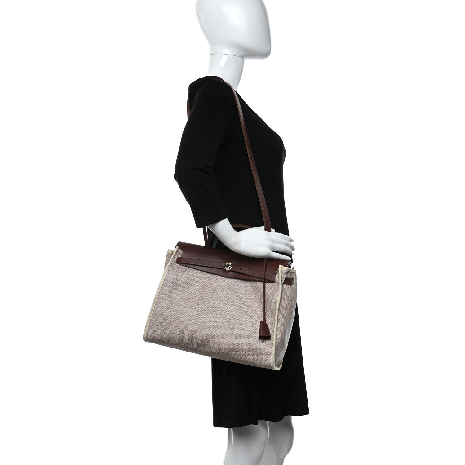 Hermes Vache Hunter Toile Herbag 30 PM Natural Havane 2 of 11