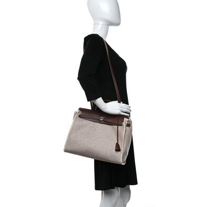 Hermes Vache Hunter Toile Herbag 30 PM Natural Havane 2 of 11