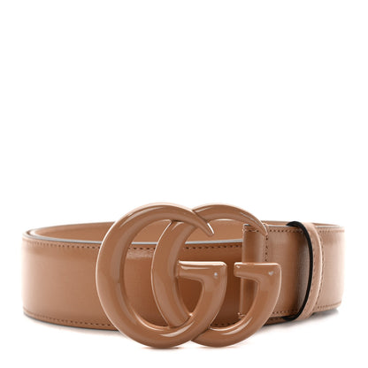 Gucci Azalea Calfskin Enamel Monochrome Double G 40mm Belt 95 38 Camelia 1 of 4