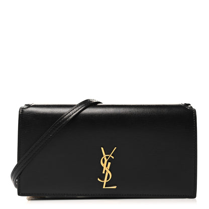 Saint Laurent Grained Calfskin Monogram Phone Holder Crossbody Black 1 of 12