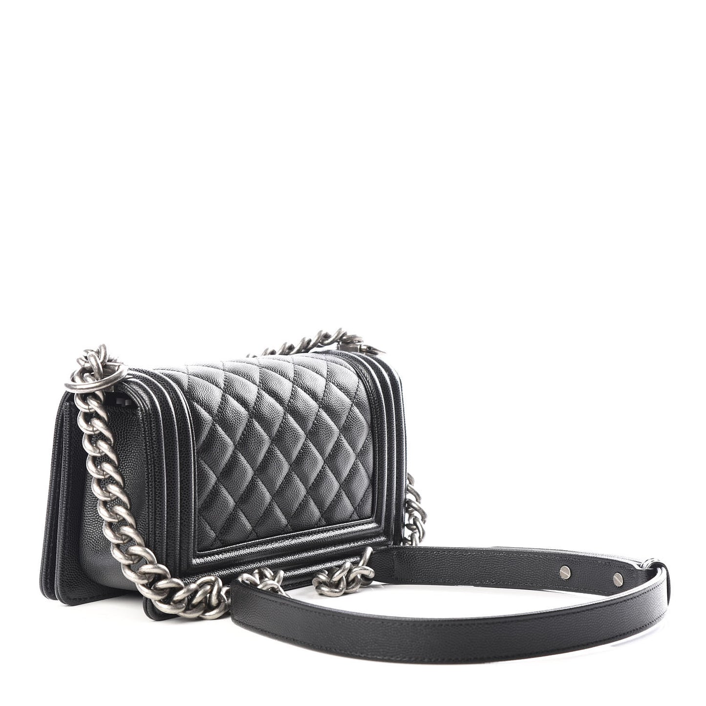 Caviar Quilted Small Boy Flap Black