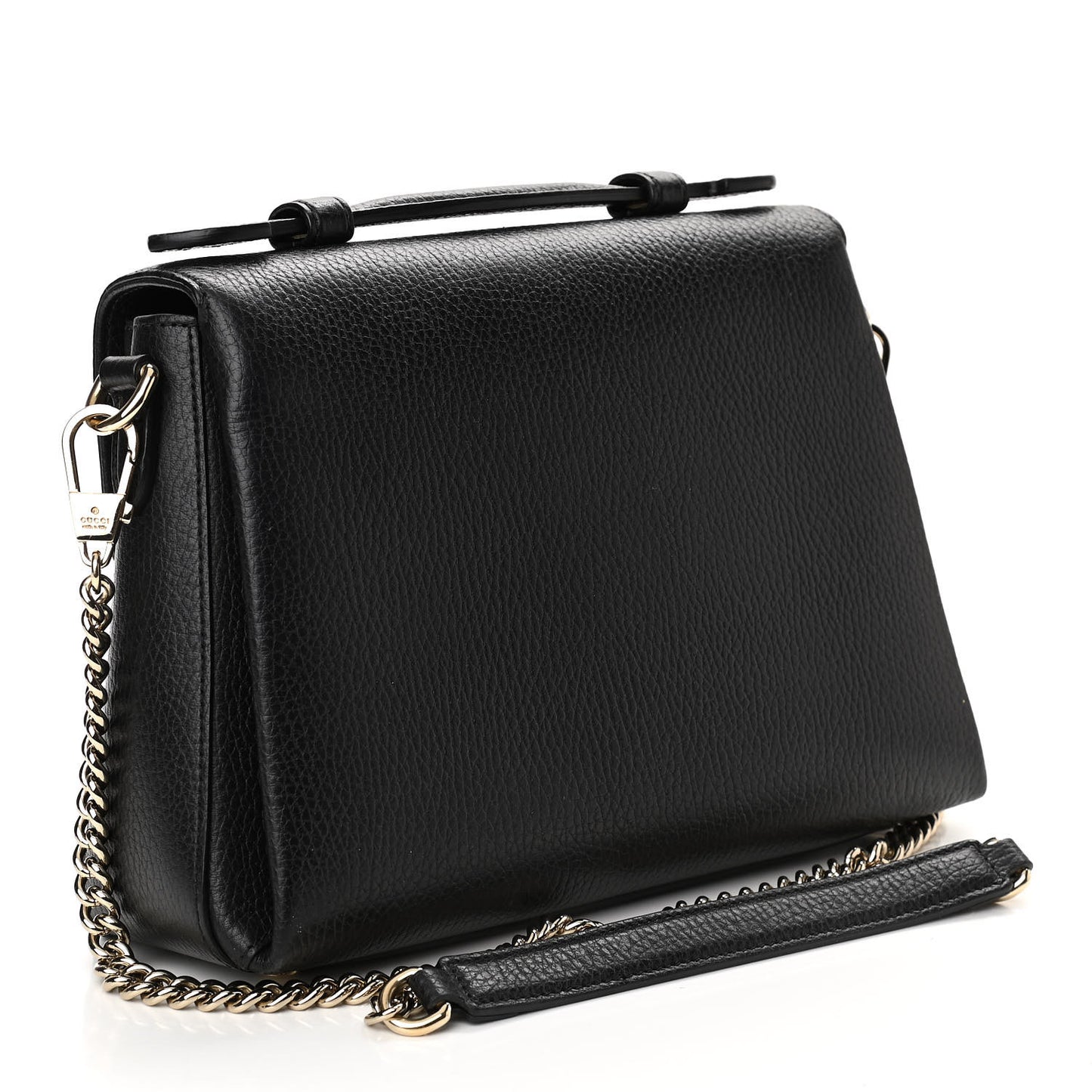Dollar Calfskin Interlocking G Top Handle Shoulder Bag Black