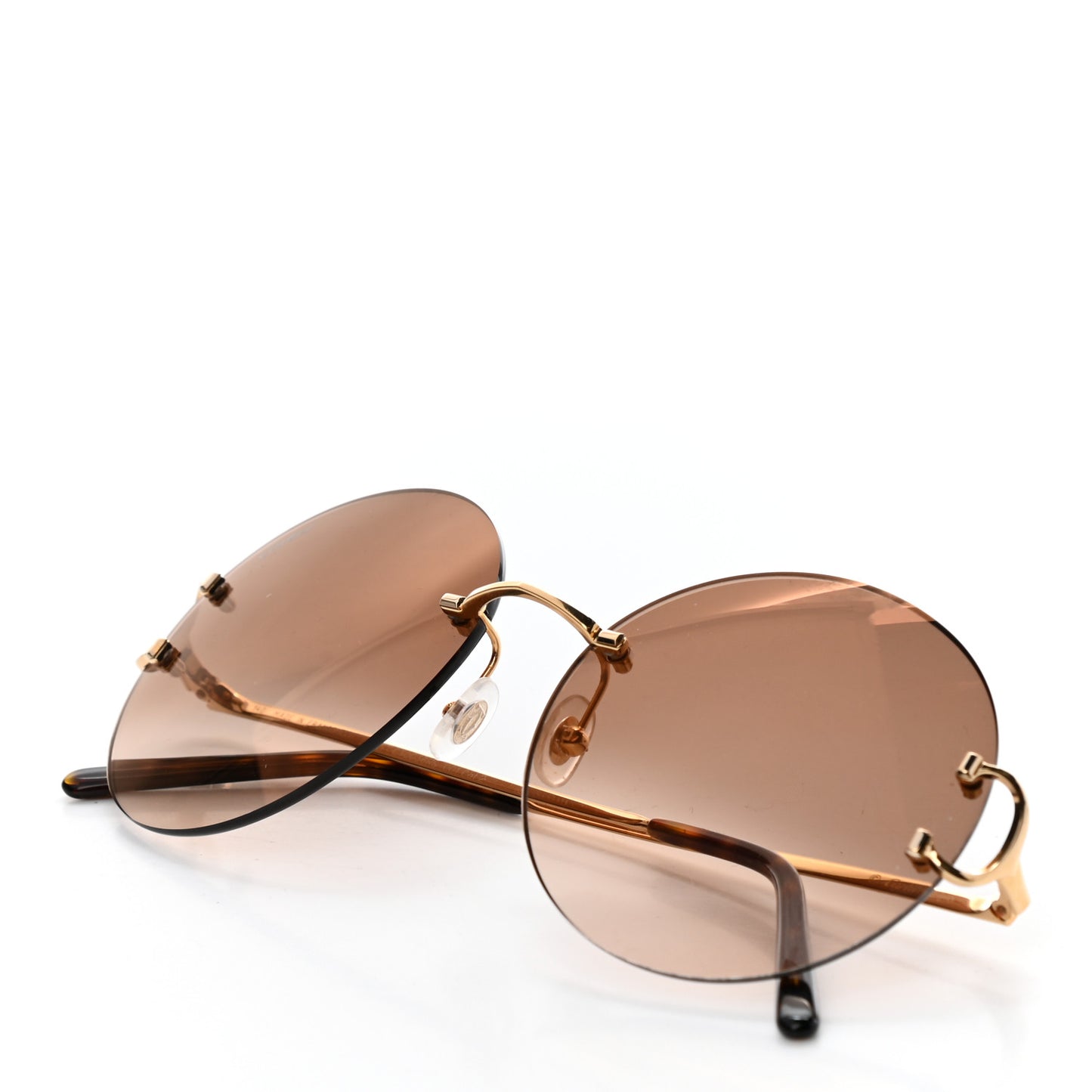 Rimless C-Decor Round Sunglasses Brown