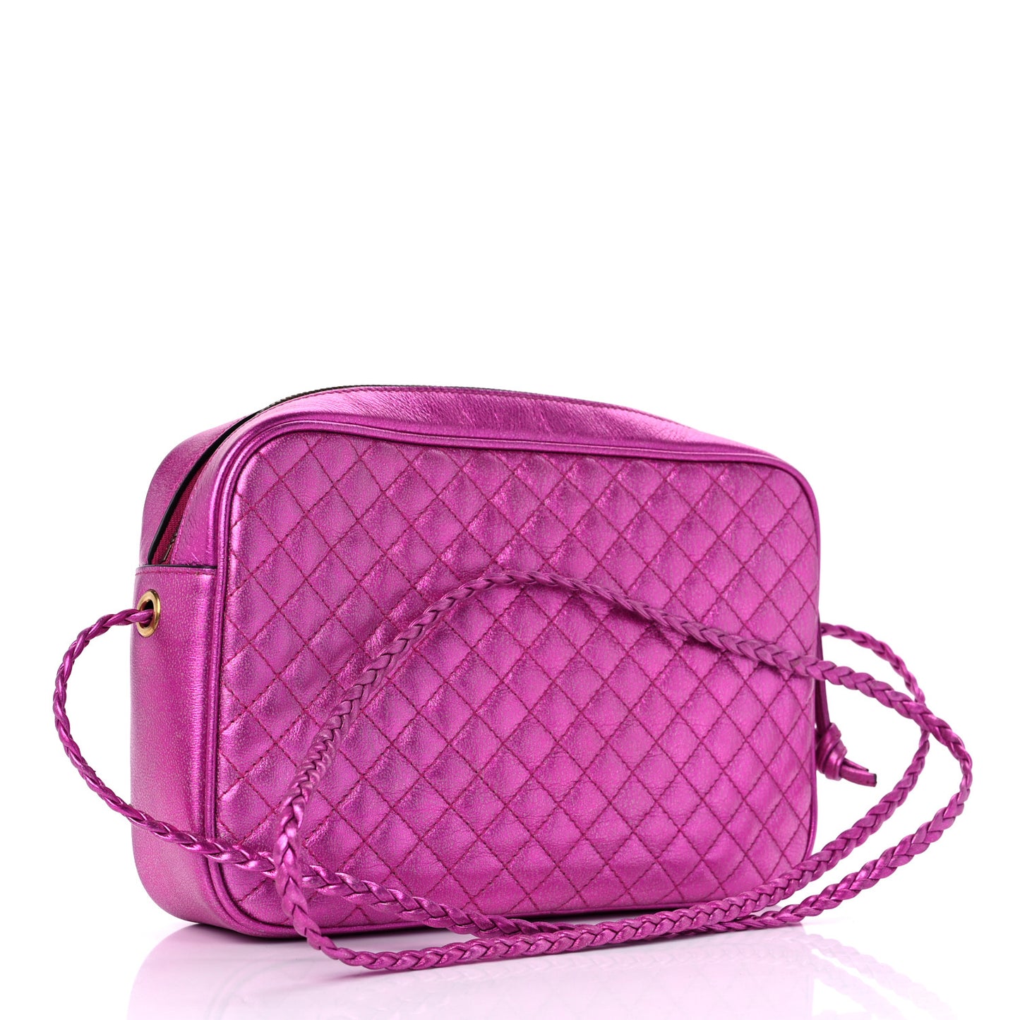 Laminated Nappa Trapuntata Small Zumi Shoulder Bag Fuxia