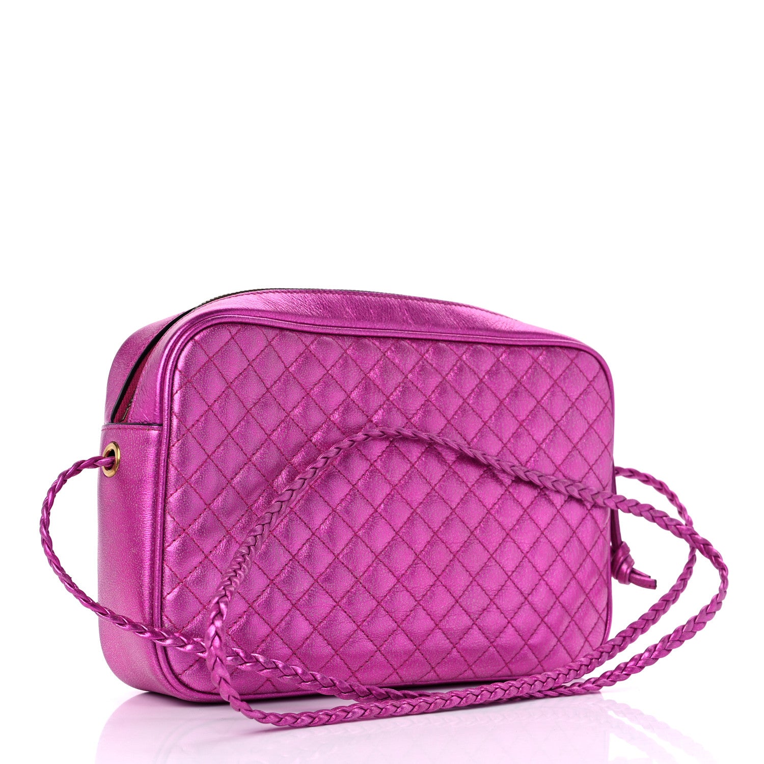 Gucci Laminated Nappa Trapuntata Small Zumi Shoulder Bag Fuxia 3 of 11