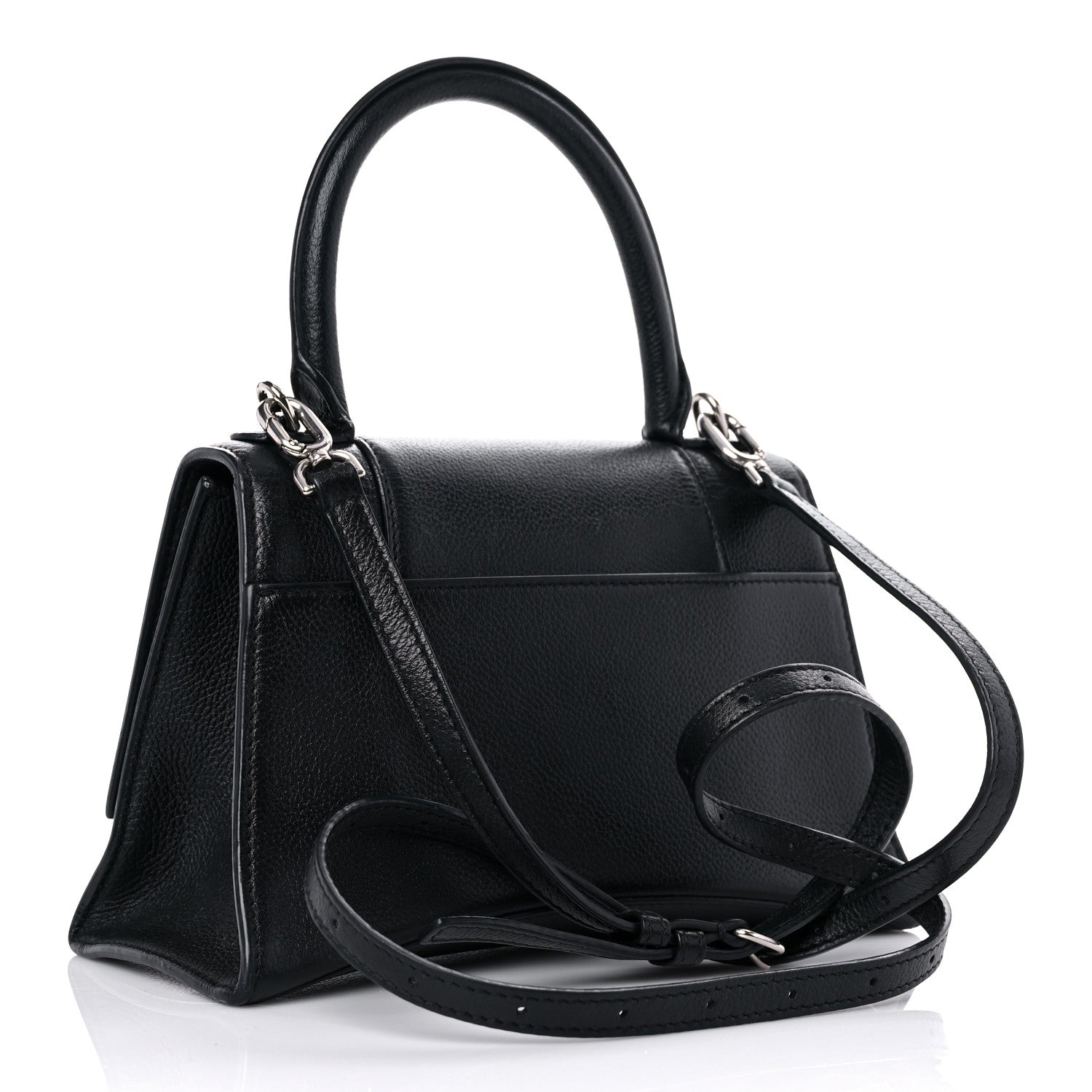 Balenciaga Grained Calfskin Small Hourglass Top Handle Bag Black 3 of 19