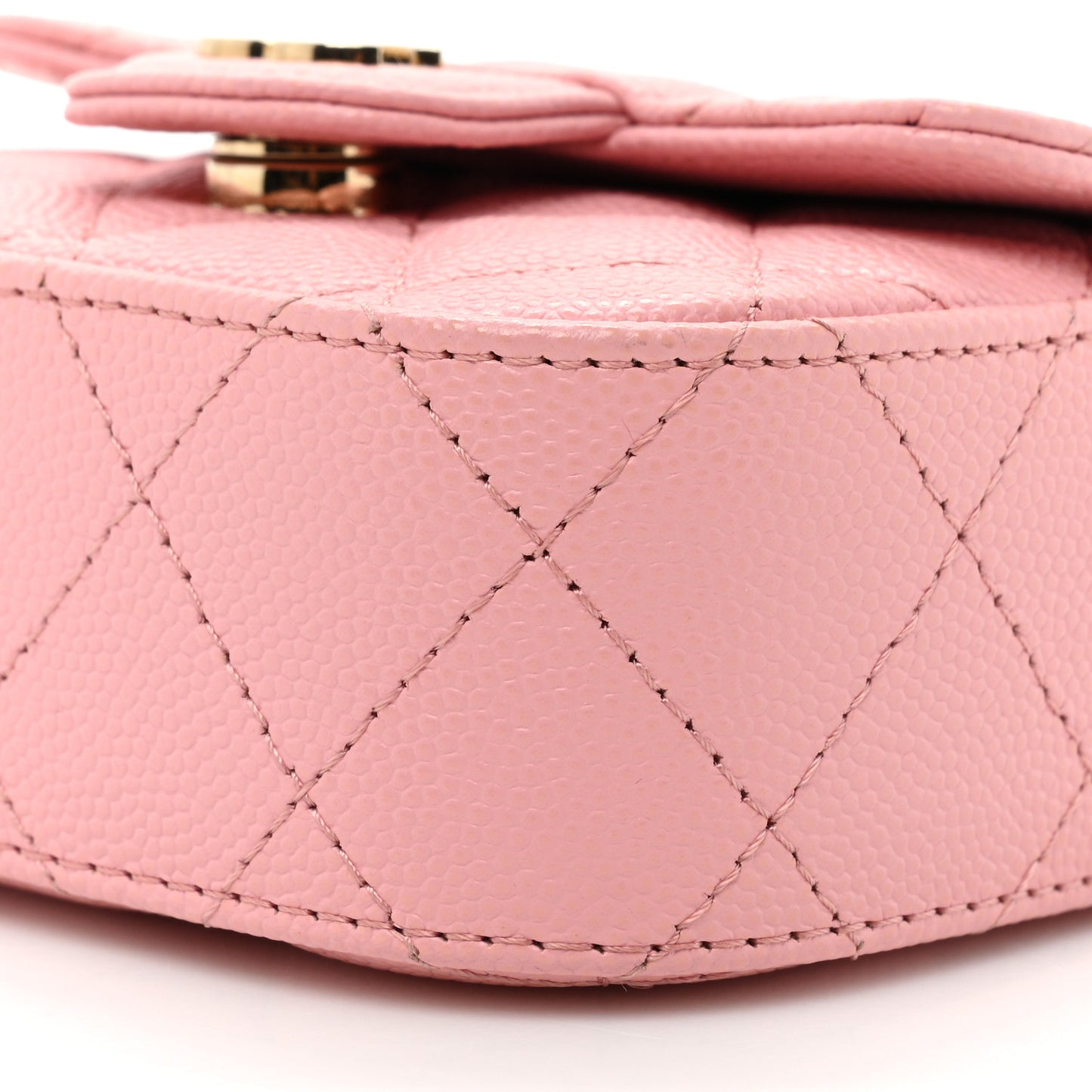 Caviar Quilted Mini Clutch With Chain Pink
