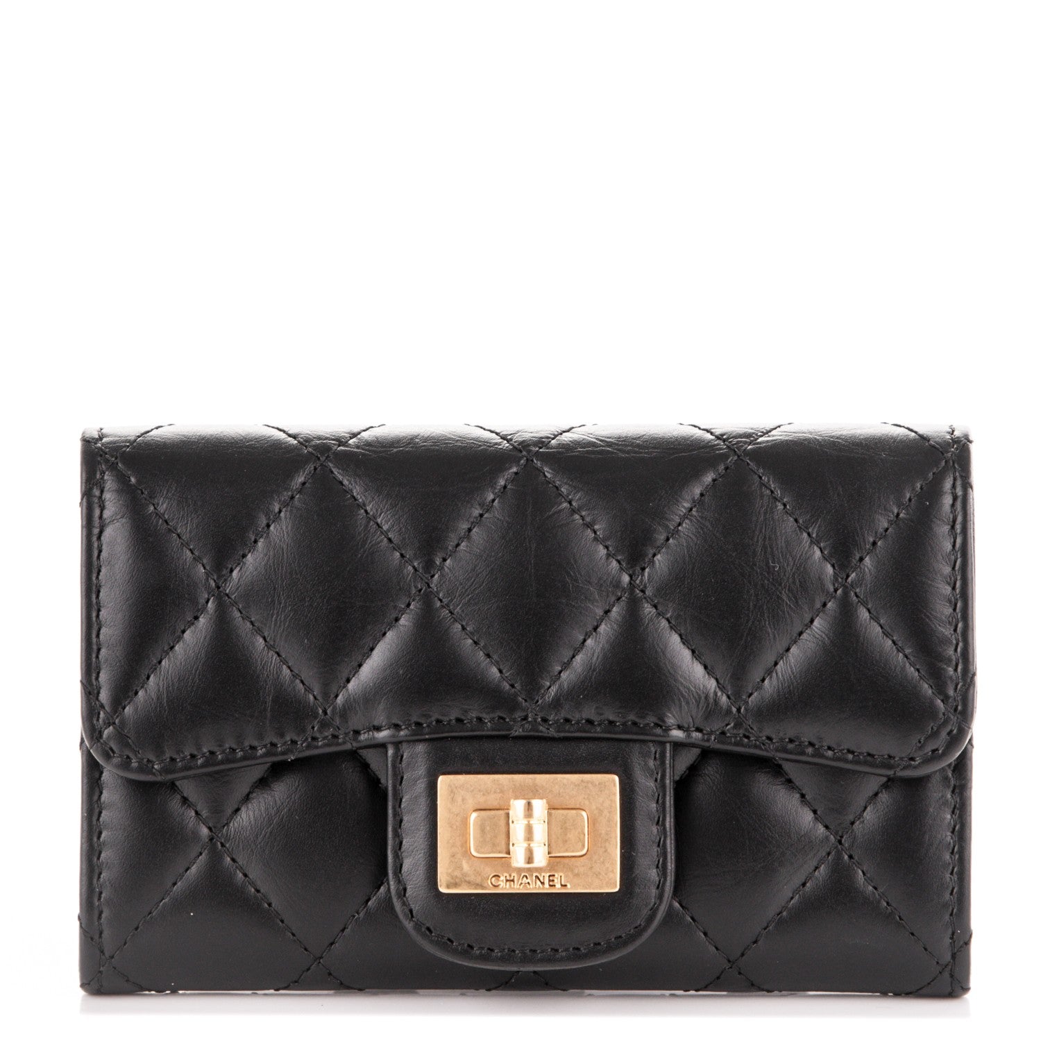 Chanel Aged Calfskin Quilted Reissue Flap Card Holder Black 1 of 7