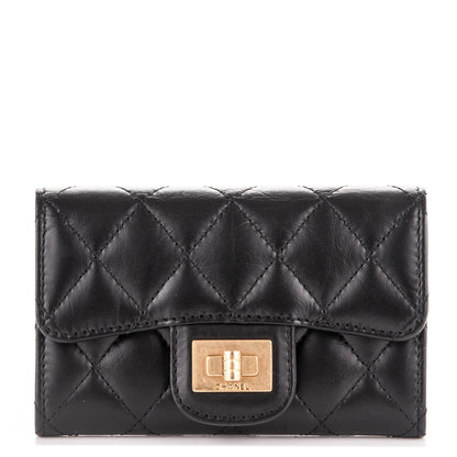 Chanel Aged Calfskin Quilted Reissue Flap Card Holder Black 1 of 7