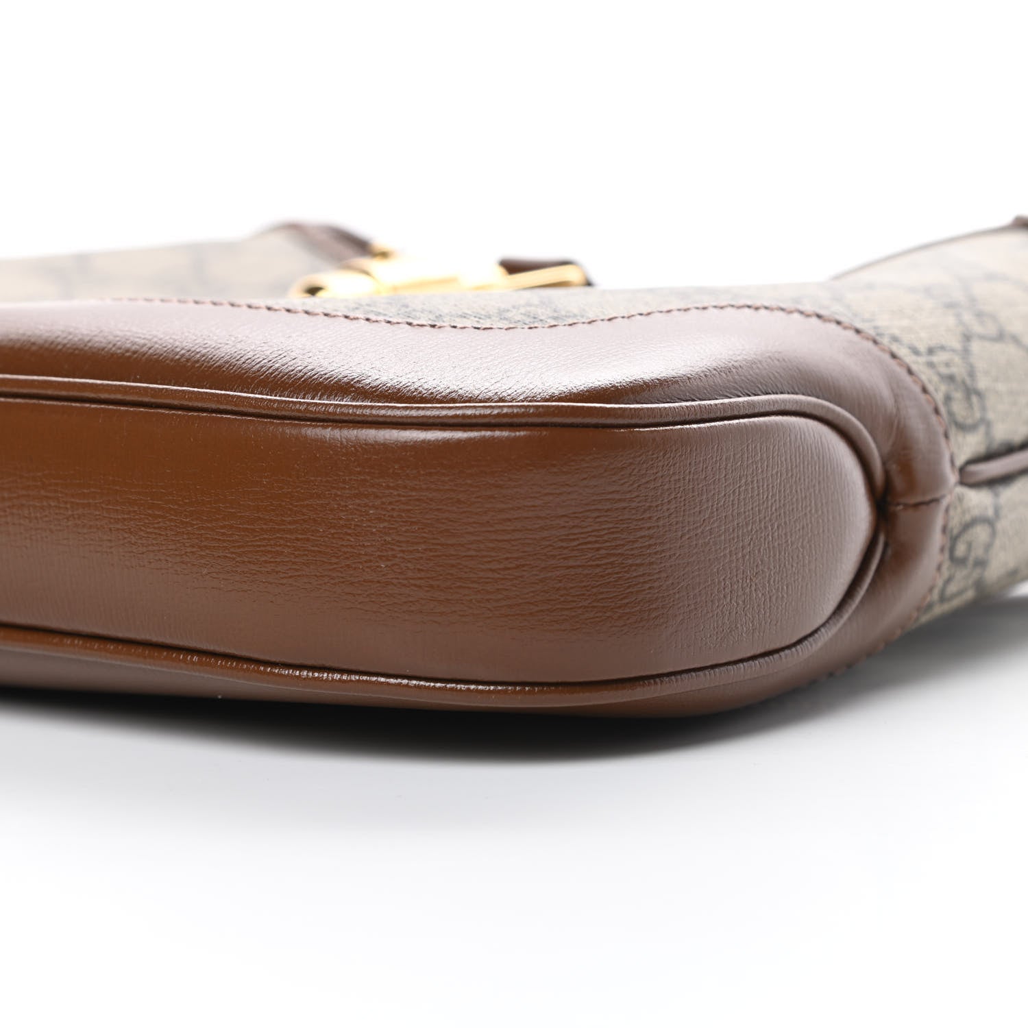 Gucci GG Supreme Monogram Azalea Calfskin Web Small Jackie 1961 Hobo Beige Ebony Brown Sugar 10 of 12