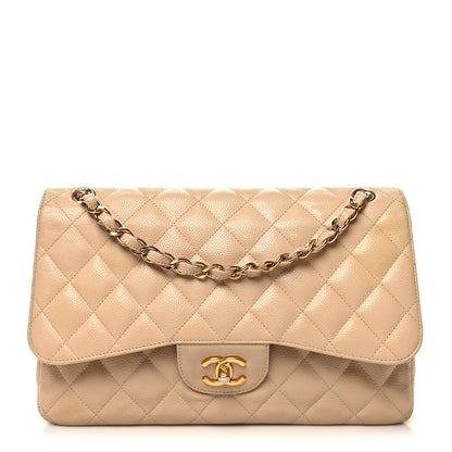Chanel Caviar Quilted Jumbo Double Flap Beige 1 of 13