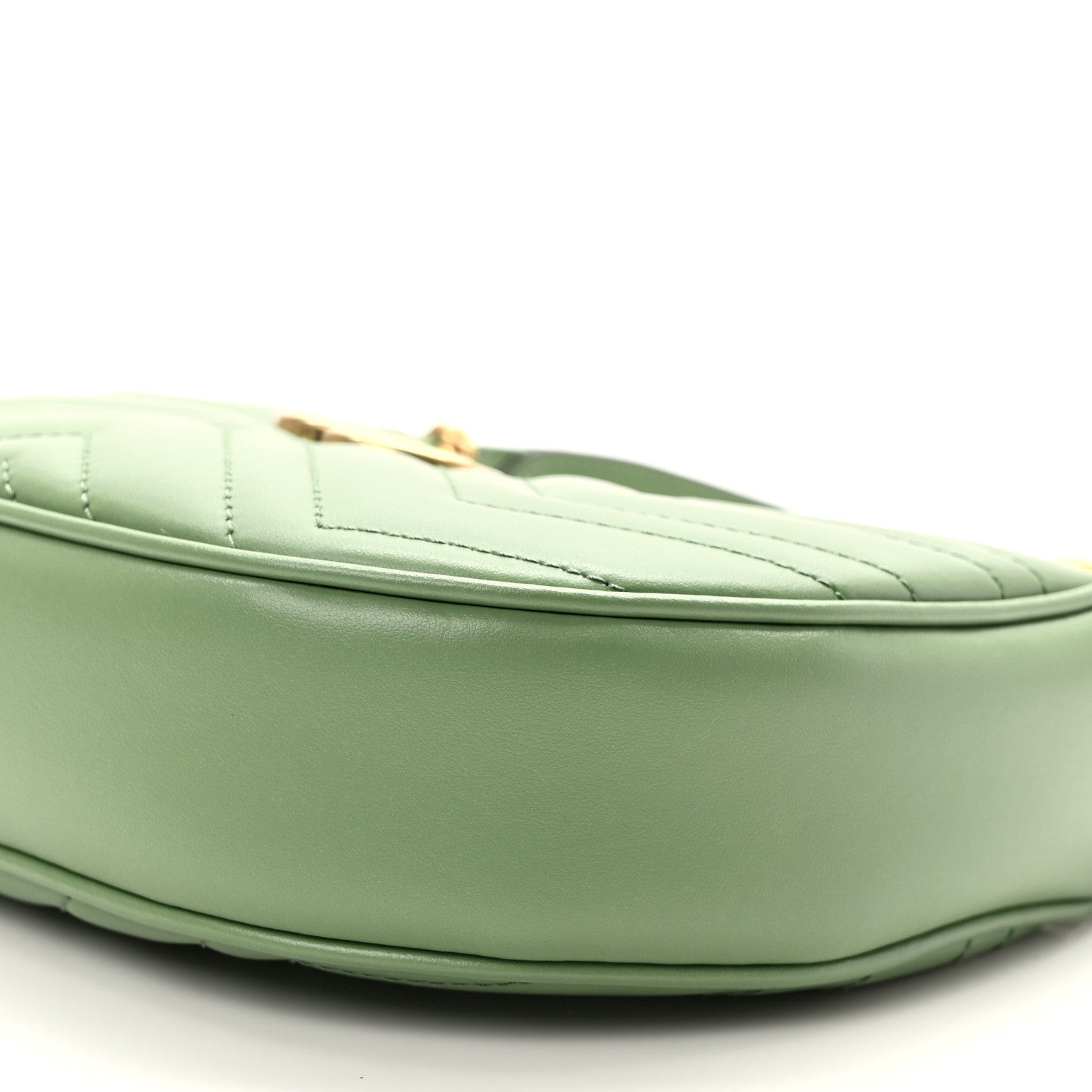 Gucci Calfskin Matelasse Chevron Mini GG Marmont Half Moon Hobo Salamander Green 8 of 9
