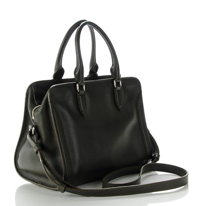 Alexander McQueen Pebbled Calfskin Small Skull Padlock Zip Around Tote Military Green 3 of 7