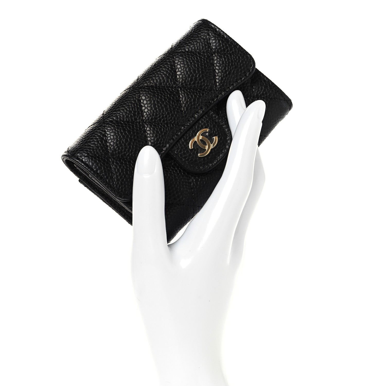 Chanel Caviar Quilted Flap Card Holder Wallet Black 2 of 9