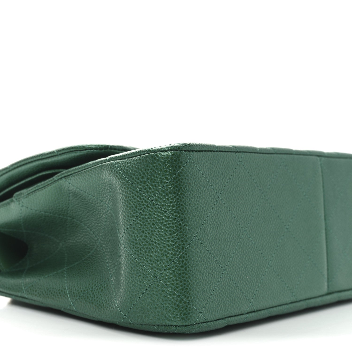 Chanel Metallic Caviar Quilted Jumbo Double Flap Green 9 of 11