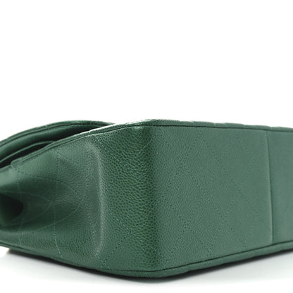 Chanel Metallic Caviar Quilted Jumbo Double Flap Green 9 of 11