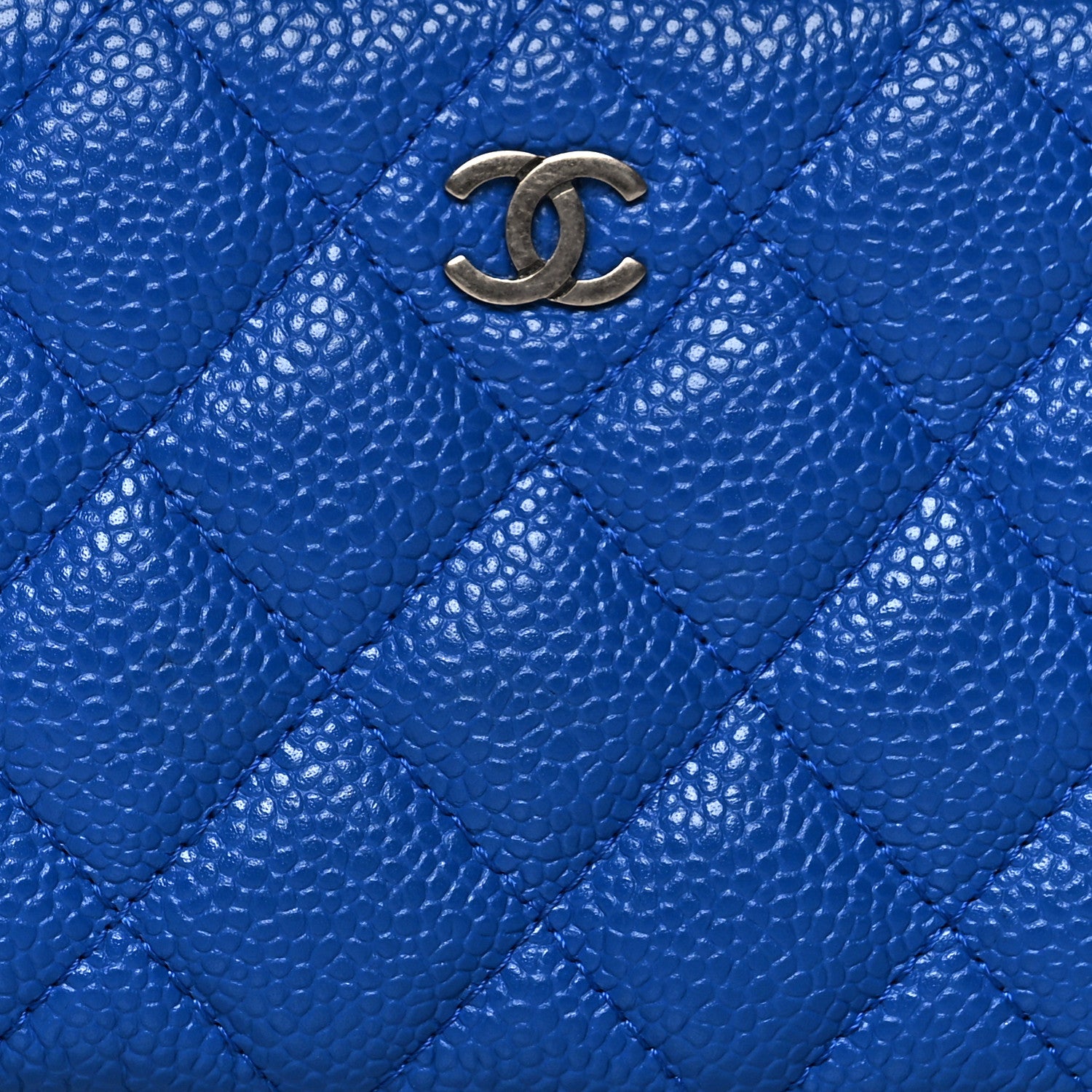 Chanel Caviar Quilted Small Cosmetic Case Blue 8 of 8