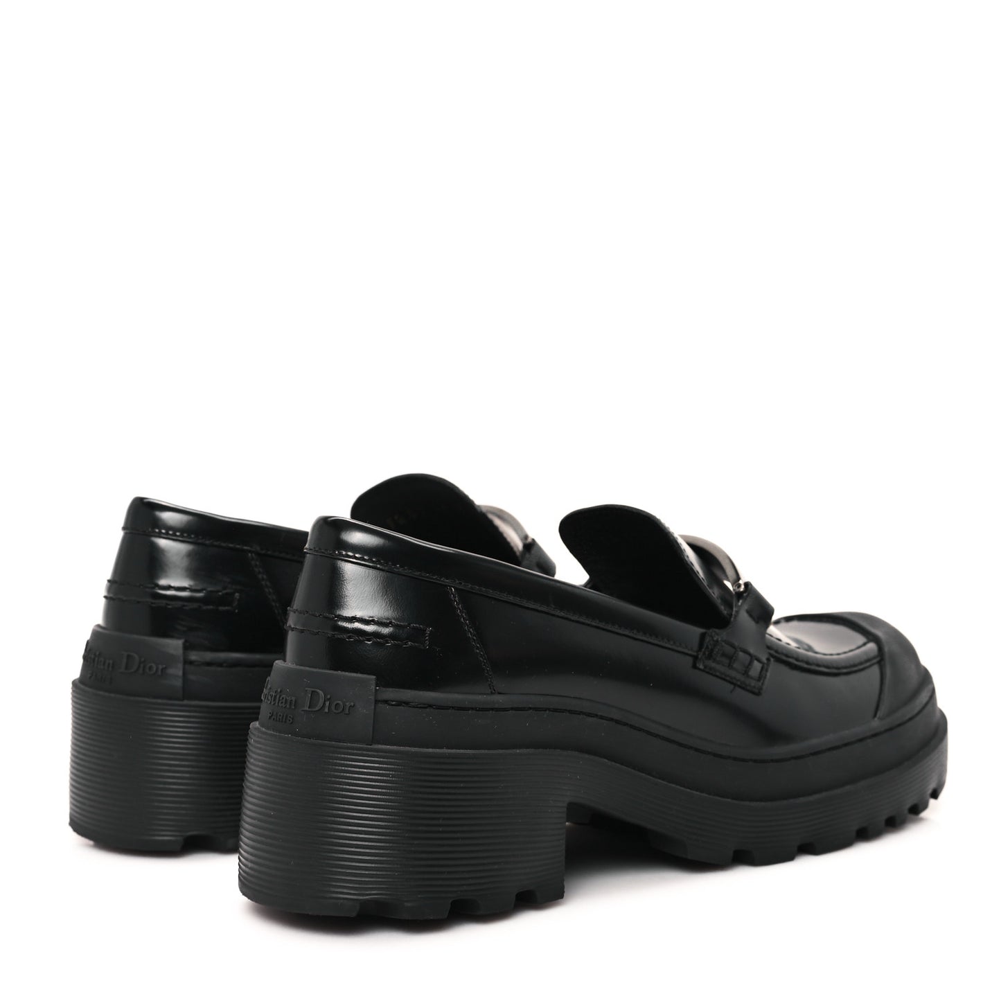 Brushed Calfskin Dior Code Lug Sole Platform 35mm Loafers 39.5 Black
