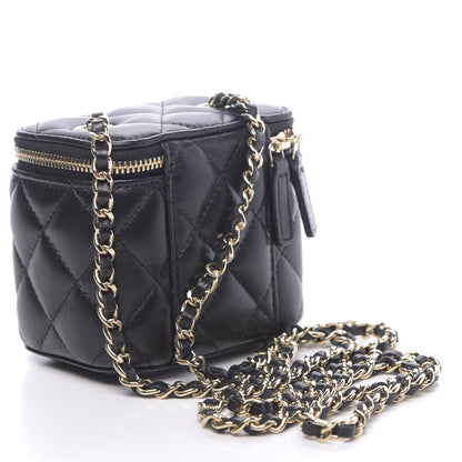 Chanel Lambskin Quilted Mini Vanity Case With Chain Black 3 of 11