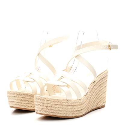 Christian Dior Calfskin D-Club Wedges Sandals 37.5 Off White 4 of 10