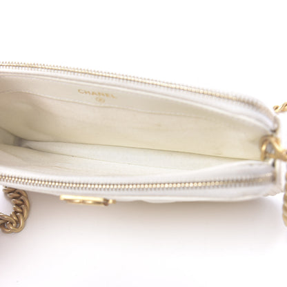 Chanel Caviar Quilted Small Boy Clutch With Chain White 5 of 16