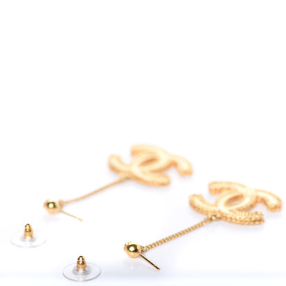 Chanel CC Drop Earrings Matte Gold 6 of 10