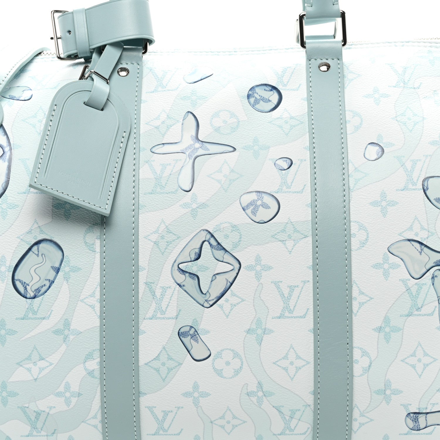Louis Vuitton Monogram Aquagarden Keepall Bandouliere 50 Crystal Blue 6 of 8
