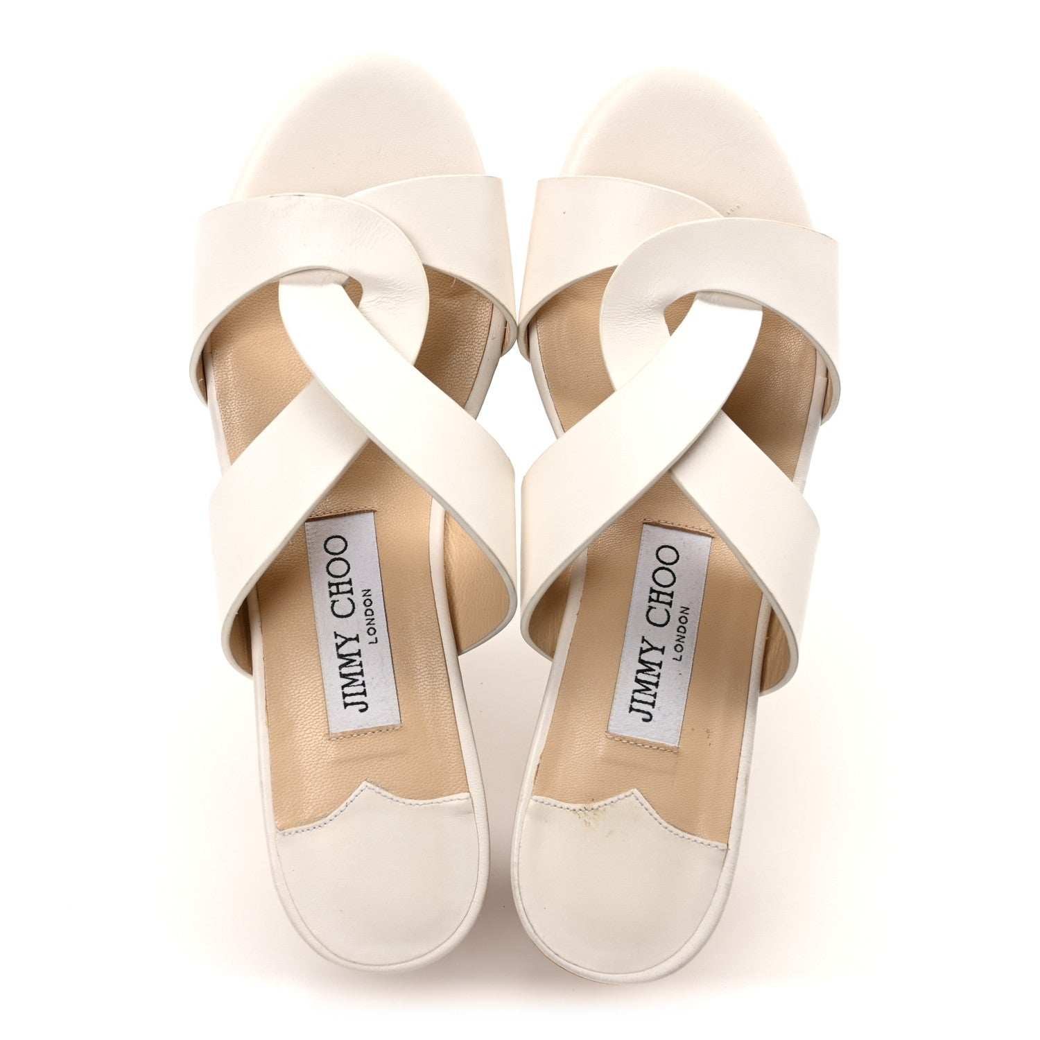 Jimmy Choo Calfskin Cork Duclet Wedge 90 Sandals 36 White Cuoio