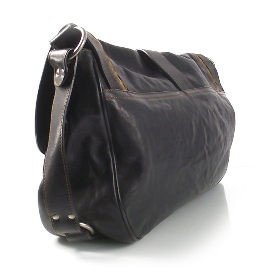 Leather Gaucho Shoulder Bag Black
