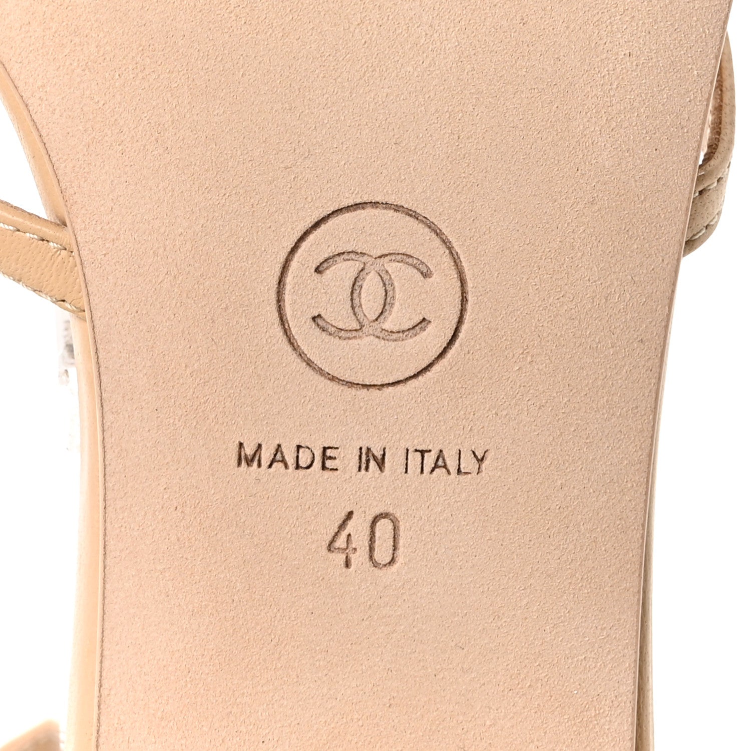 Chanel Lambskin Crystal CC Sandals 40 Beige 6 of 9