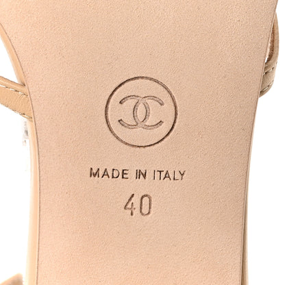 Chanel Lambskin Crystal CC Sandals 40 Beige 6 of 9