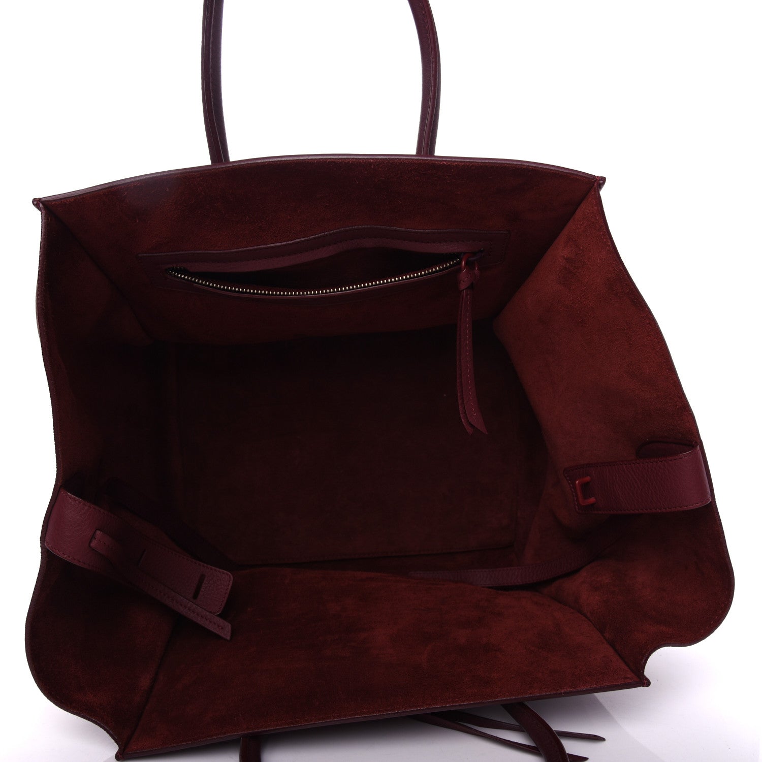 Celine Drummed Calfskin Medium Phantom Luggage Burgundy 5 of 8