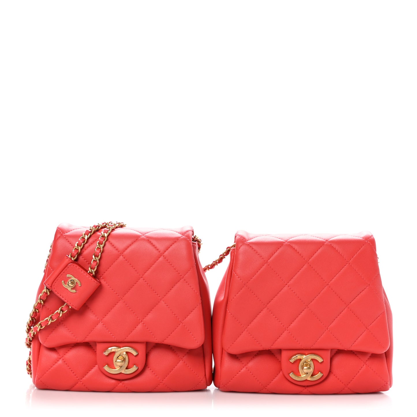 Lambskin Quilted Side-Packs Red
