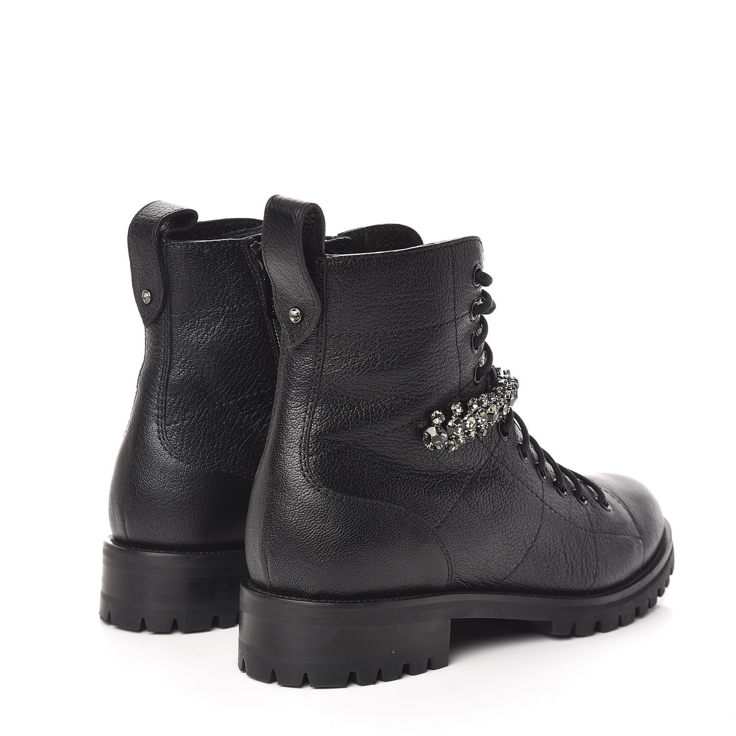 Jimmy Choo Lambskin Combat Boots 38 Black 4 of 10