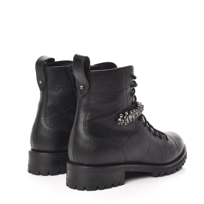 Jimmy Choo Lambskin Combat Boots 38 Black 4 of 10