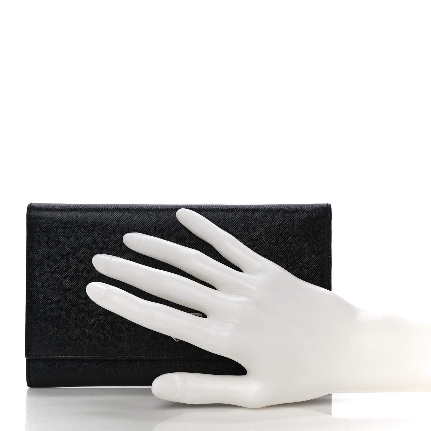 Prada Saffiano Triangle Flap Wallet Black 2 of 16