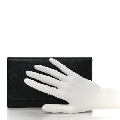 Prada Saffiano Triangle Flap Wallet Black 2 of 16