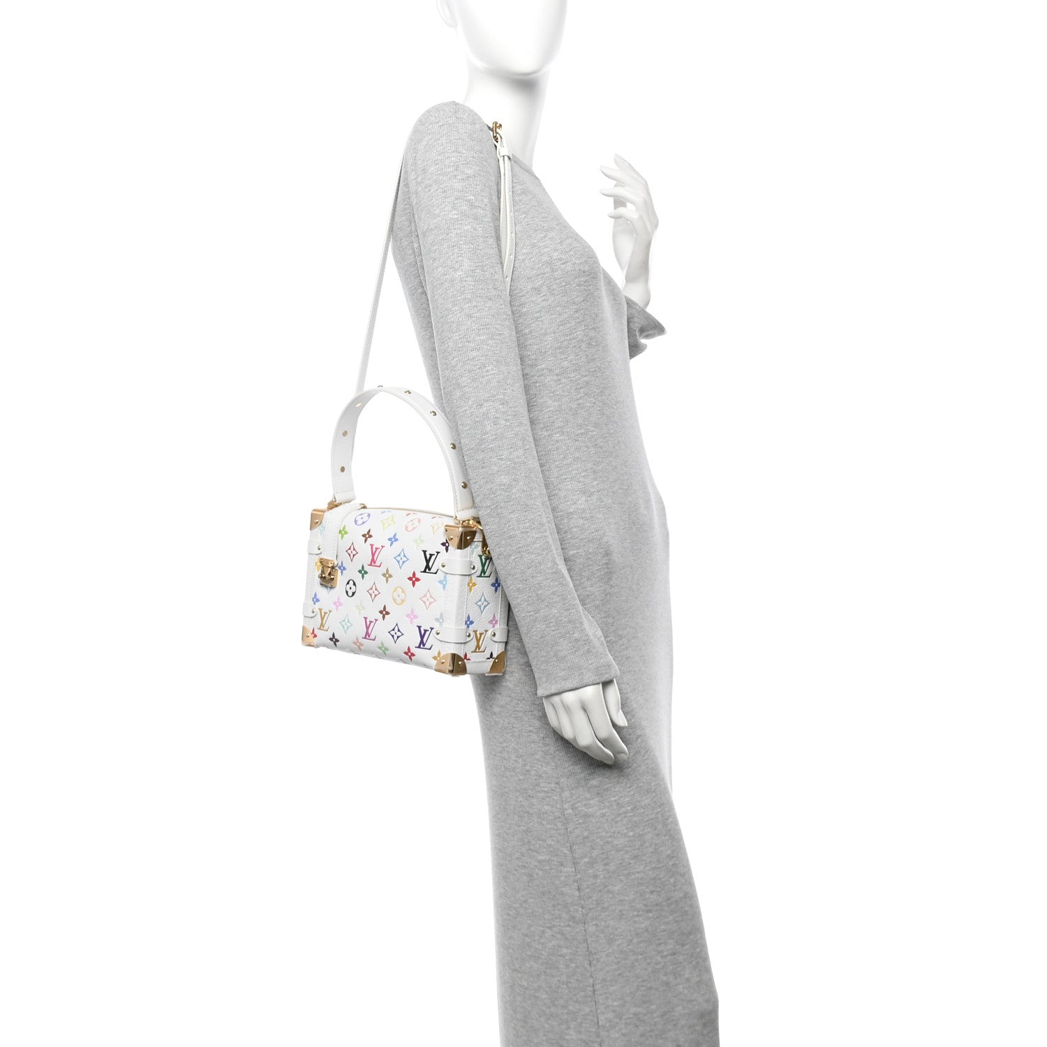 Louis Vuitton LV x TM Cowhide Monogram Multicolor Side Trunk MM White 2 of 9