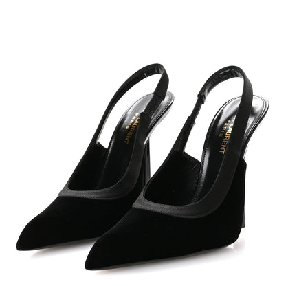 Saint Laurent Velluto Master Raso Regale Victoire 115 Slingback Pumps 36.5 Black 4 of 9