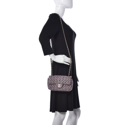 Chanel Tweed Quilted Mini Rectangular Flap Lilac Multicolor 2 of 9