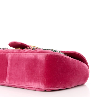 Gucci Velvet Matelasse Bow Embroidered Small GG Marmont Shoulder Bag Raspberry Rose 11 of 11