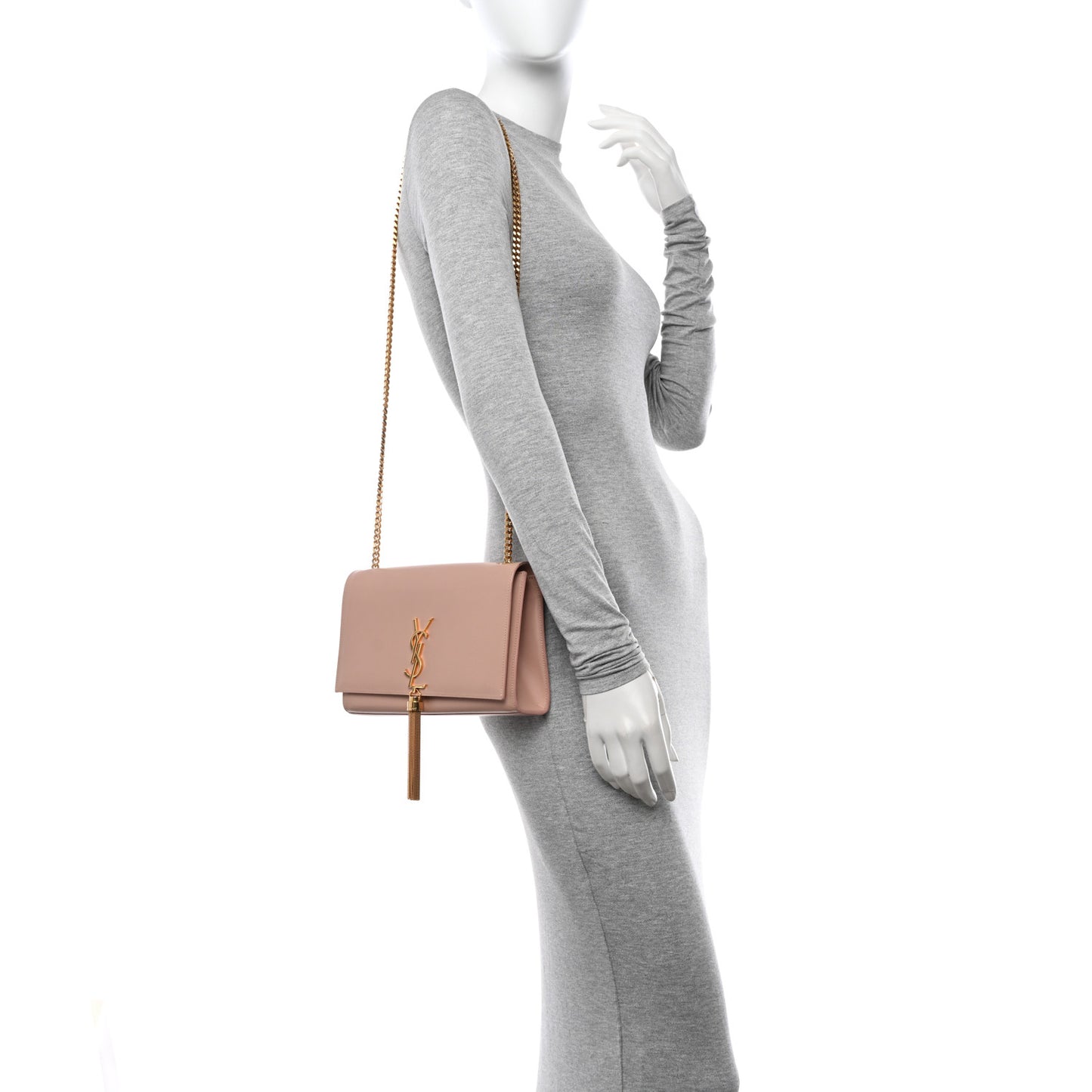 Smooth Calfskin Medium Classic Monogram Kate Tassel Satchel Pink