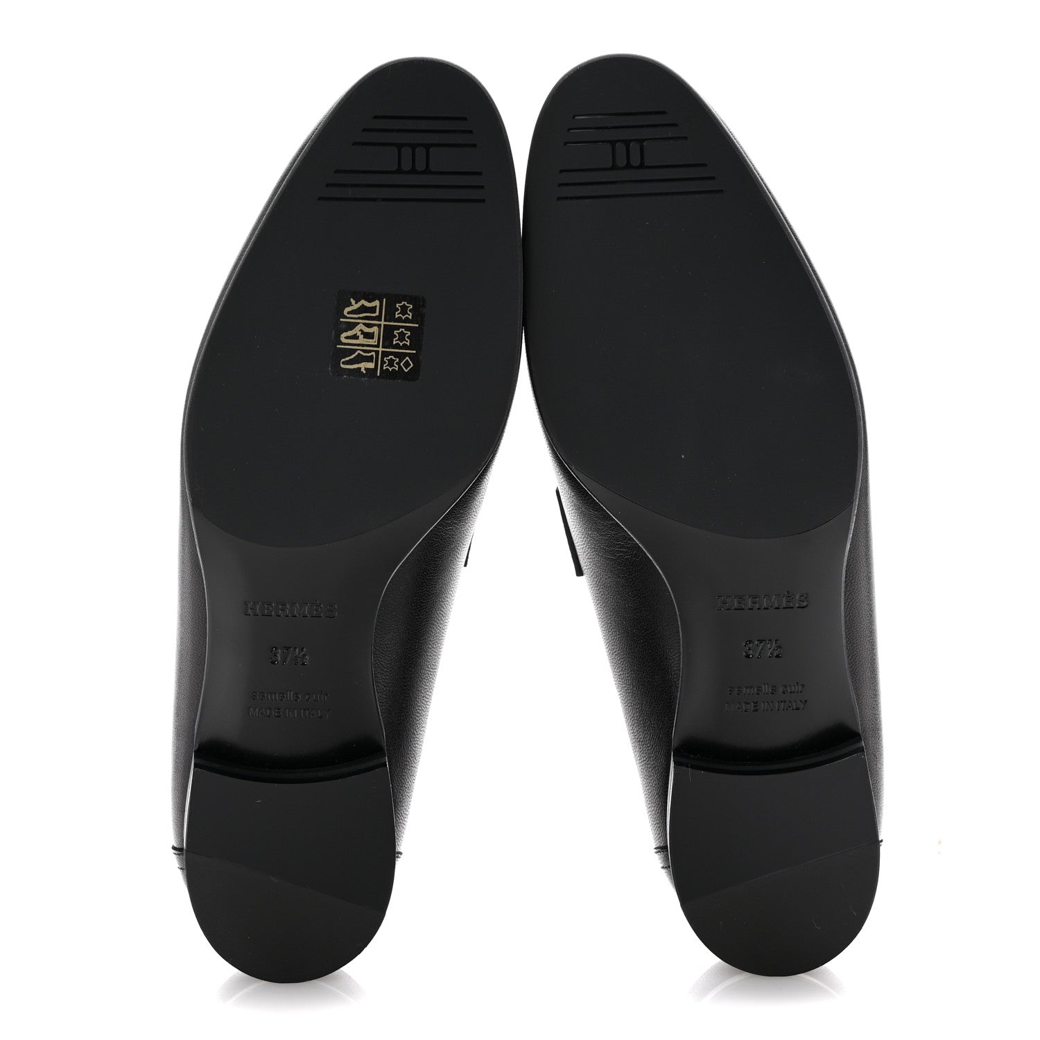 Hermes Goatskin Womens Royal Loafers 37.5 Black White 6 of 10