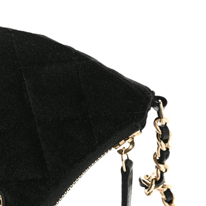 Chanel Velvet Crystal Quilted Chain Hobo Black 11 of 12