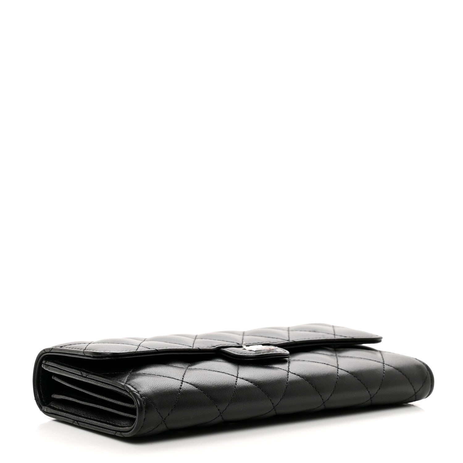 Chanel Lambskin Quilted Large Gusset Flap Wallet Black 4 of 8