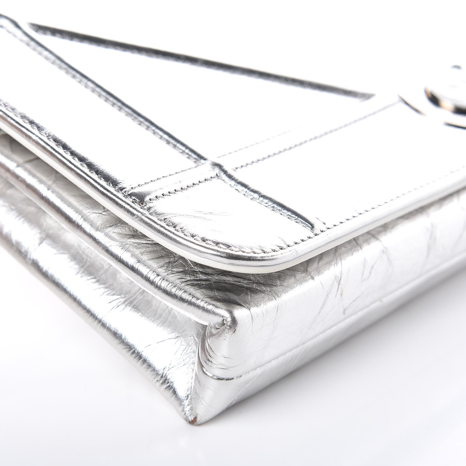 Christian Dior Metallic Calfskin Diorama Clutch Silver 7 of 8