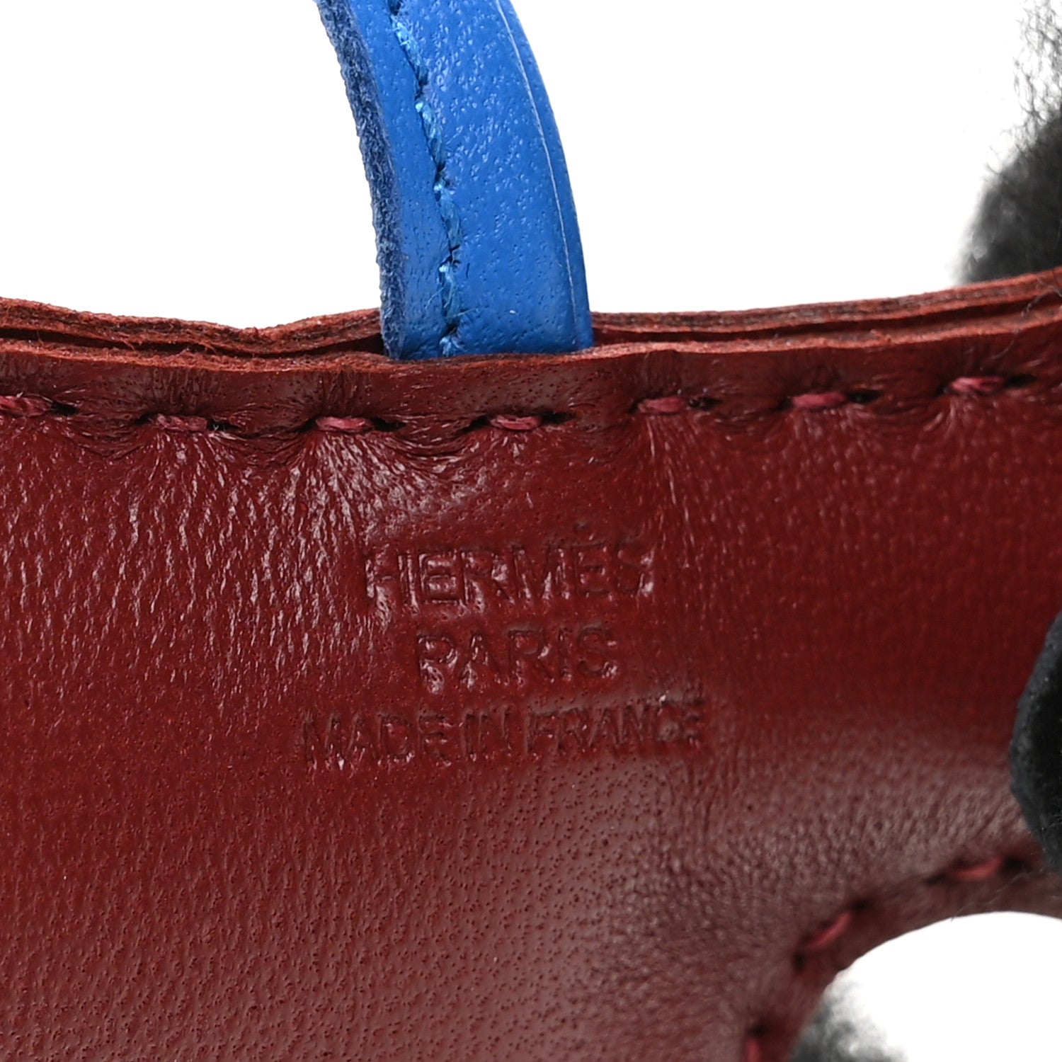 Hermes Milo Lambskin Shearling Budy Charm Black Rouge H Bleu Hydra 3 of 5