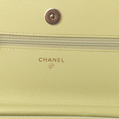 Chanel Caviar Quilted French New Wave Chain CC Wallet On Chain WOC Light Green 6 of 12