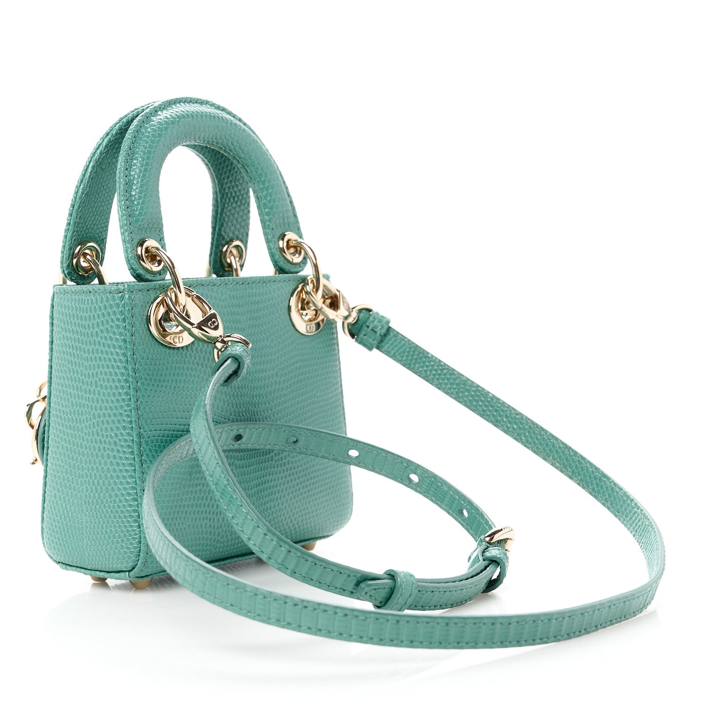 Lizard Micro Lady Dior Vert Tundra